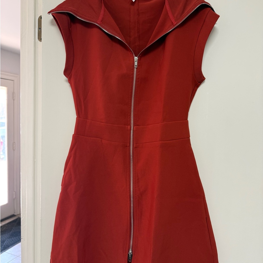 Women's zipper dress in rust orange